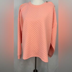 J Crew Quilted Sweatshirt Top 2X Peach Color